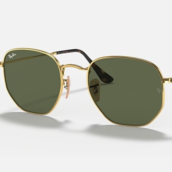NEW RAY-BAN RB3548N 001 Hexagonal Sunglasses – Arista Gold G-15 Green 51-21 - Picture 1 of 3